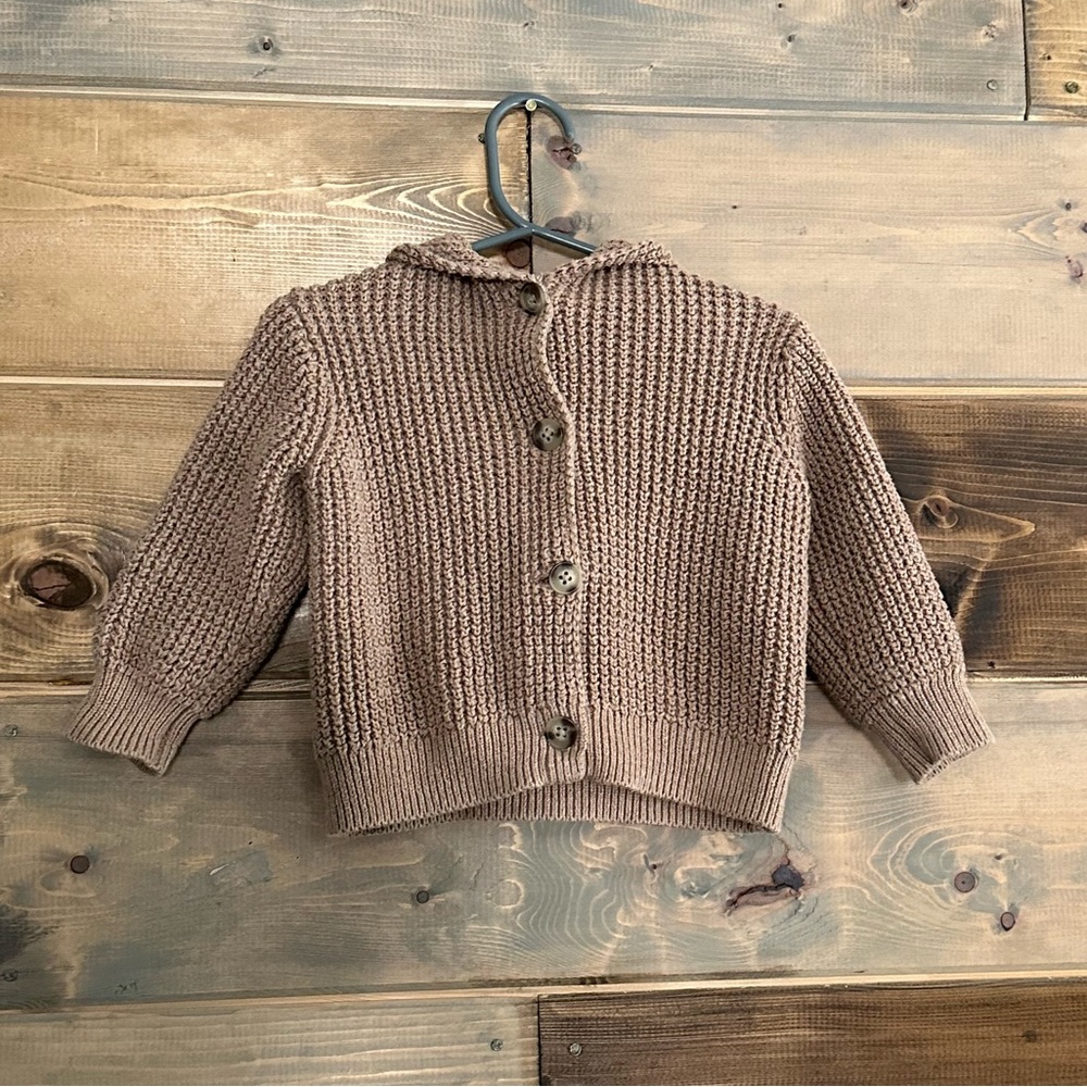 Old Navy button down hooded cardigan tan size 18-24 m